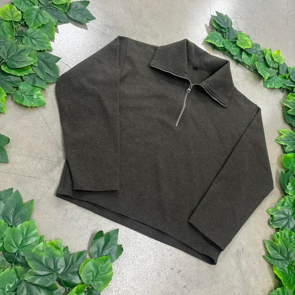 UNIQLO 1/4 Zip Fleece Pullover Brown Women's M - Picture 2 of 7